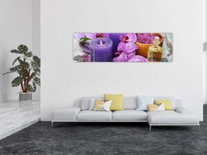 Obraz storczyków i świec (170x50 cm)