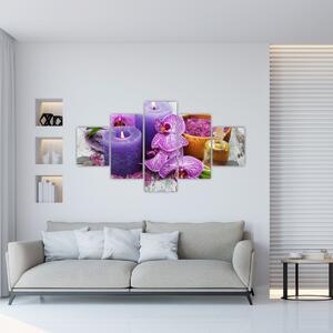 Obraz storczyków i świec (125x70 cm)