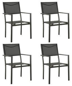 Krzesła ogrodowe, 4 szt., stal i textilene, czarno-antracytowe