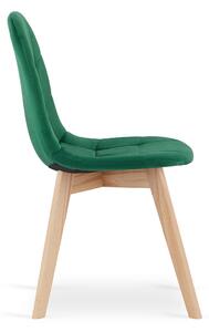 Welurowe krzesło do jadalni BORA zielona