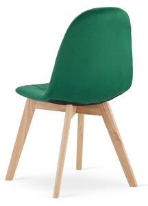 Welurowe krzesło do jadalni BORA zielona