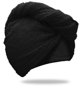 Szybkoschnący turban do włosów frotte czarny