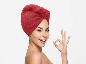 Szybkoschnący turban do włosów frotte czerwony