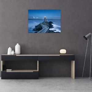 Obraz latarni morskiej i morza (70x50 cm)