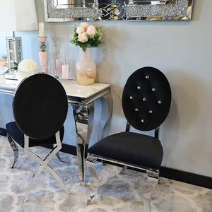 Krzesło Ludwik III glamour Black - czarne krzesło pikowane kryształkami, kołatka