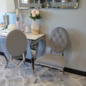 Krzesło Ludwik III glamour Grey - szare krzesło pikowane kryształkami, kołatka