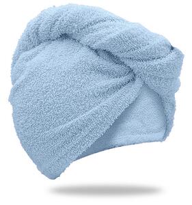 Szybkoschnący turban do włosów frotte jasnoniebieski