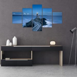 Obraz latarni morskiej i morza (125x70 cm)