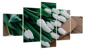 Obraz bukietu białych tulipanów (125x70 cm)