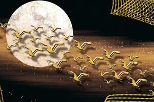 Obraz lot ptaków podczas pełni księżyca