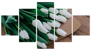 Obraz bukietu białych tulipanów (125x70 cm)