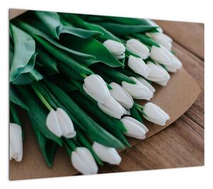 Obraz bukietu białych tulipanów (70x50 cm)