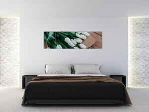 Obraz bukietu białych tulipanów (170x50 cm)
