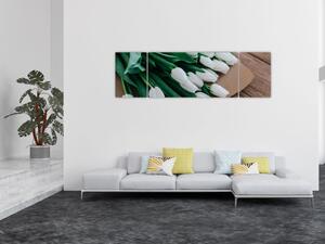 Obraz bukietu białych tulipanów (170x50 cm)