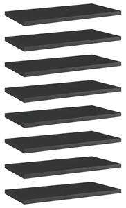 Półki na książki, 8 szt., wysoki połysk, czarne, 40x20x1,5 cm