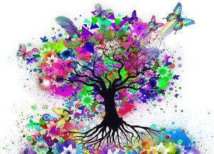Obraz drzewo kwiatowe pełne kolorów