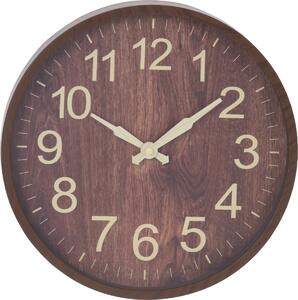 Zegar ścienny w imitacji drewna Rimini, śr. 30,5 cm, ciemnobrązowy