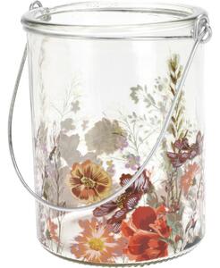 Szklany świecznik do powieszenia Kwiaty łąkowe, 10 x 8 cm, czerwony