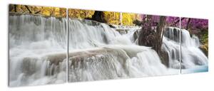 Obraz wodospadu Erawan w lesie (170x50 cm)
