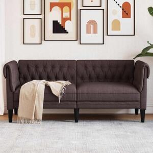 Sofa chesterfield, dwuosobowa, ciemnobrÄ zowa, obita tkaninÄ