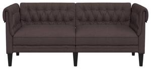 Sofa chesterfield, dwuosobowa, ciemnobrÄ zowa, obita tkaninÄ