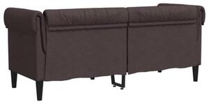 Sofa chesterfield, dwuosobowa, ciemnobrÄ zowa, obita tkaninÄ