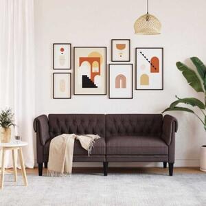 Sofa chesterfield, dwuosobowa, ciemnobrÄ zowa, obita tkaninÄ