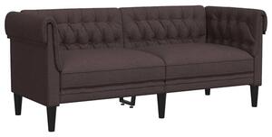 Sofa chesterfield, dwuosobowa, ciemnobrÄ zowa, obita tkaninÄ