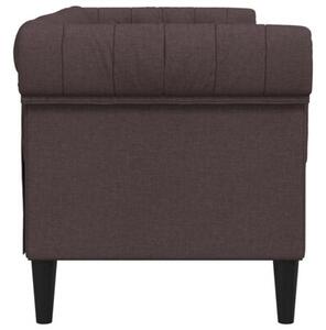 Sofa chesterfield, dwuosobowa, ciemnobrÄ zowa, obita tkaninÄ