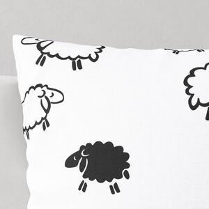 Goldea poszewka na poduszkę bawełniana dla dzieci - czarne owieczki na białym 60 x 60 cm