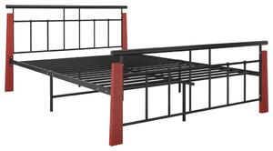Rama łóżka, metal i lite drewno dębowe, 140x200 cm