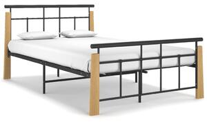 Rama łóżka, metal i lite drewno dębowe, 120x200 cm