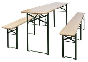 Składany stół biesiadny z 2 ławkami, 220 cm, drewno jodłowe