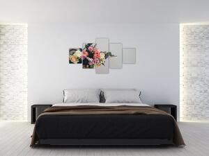 Obraz kosza z kwiatami (125x70 cm)