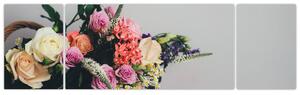 Obraz kosza z kwiatami (170x50 cm)