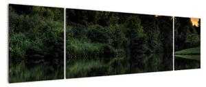 Obraz jeziora przy lesie (170x50 cm)