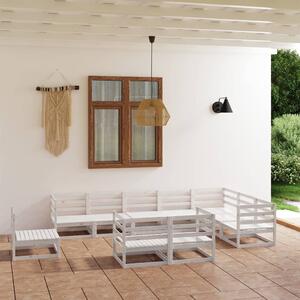 10-cz. zestaw mebli wypoczynkowych do ogrodu, biały, sosnowy