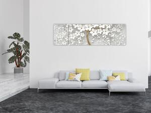 Obraz białego drzewa z kwiatami (170x50 cm)