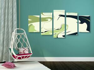 5-częściowy obraz abstrakcyjny wzór z materiałów zielony