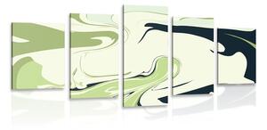 5-częściowy obraz abstrakcyjny wzór z materiałów zielony
