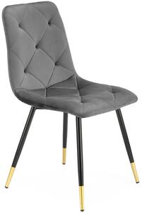 Tapicerowane krzesło z pikowaniem glamour K438 - szary