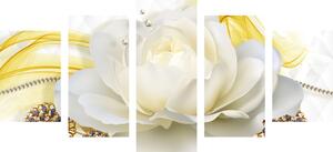 5-częściowy obraz luksusowa róża z abstrakcją