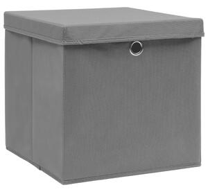 Pudełka z pokrywami, 4 szt., szare, 32x32x32 cm, tkanina