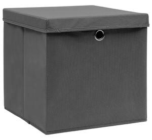 Pudełka z pokrywami, 10 szt., szare, 32x32x32 cm, tkanina