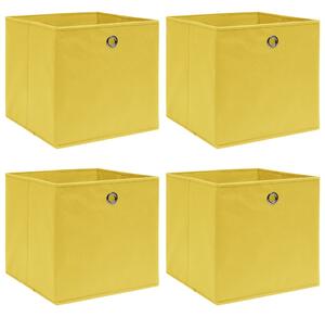 Pudełka, 4 szt., żółte, 32x32x32 cm, tkanina