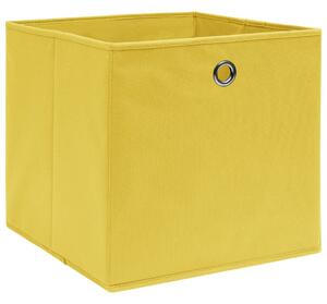 Pudełka, 4 szt., żółte, 32x32x32 cm, tkanina