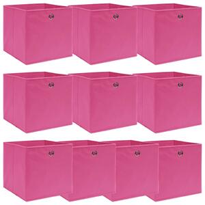 Pudełka, 10 szt., różowe, 32x32x32 cm, tkanina