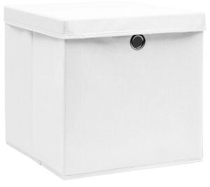 Pudełka z pokrywami, 10 szt., białe, 32x32x32 cm, tkanina