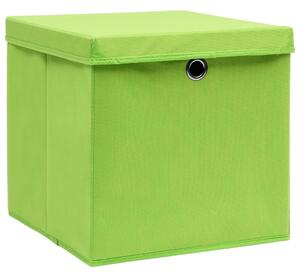 Pudełka z pokrywami, 4 szt., zielone, 32x32x32 cm, tkanina