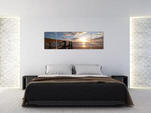 Obraz molo, plaży i morza (170x50 cm)